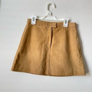 Genuine Leather Suede Tan A-Line Skirt Girl size 11-12
